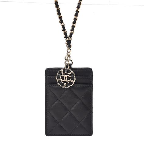 chanel id holder with chain|chanel lambskin diamond lock card holder.